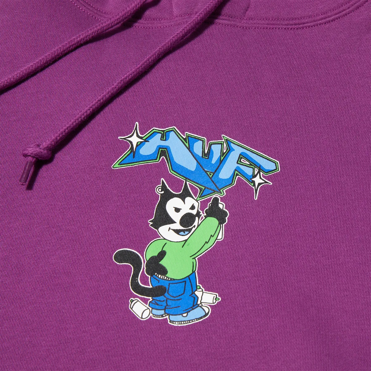 HUF BAD CAT P/O HOODIE-PURPLE