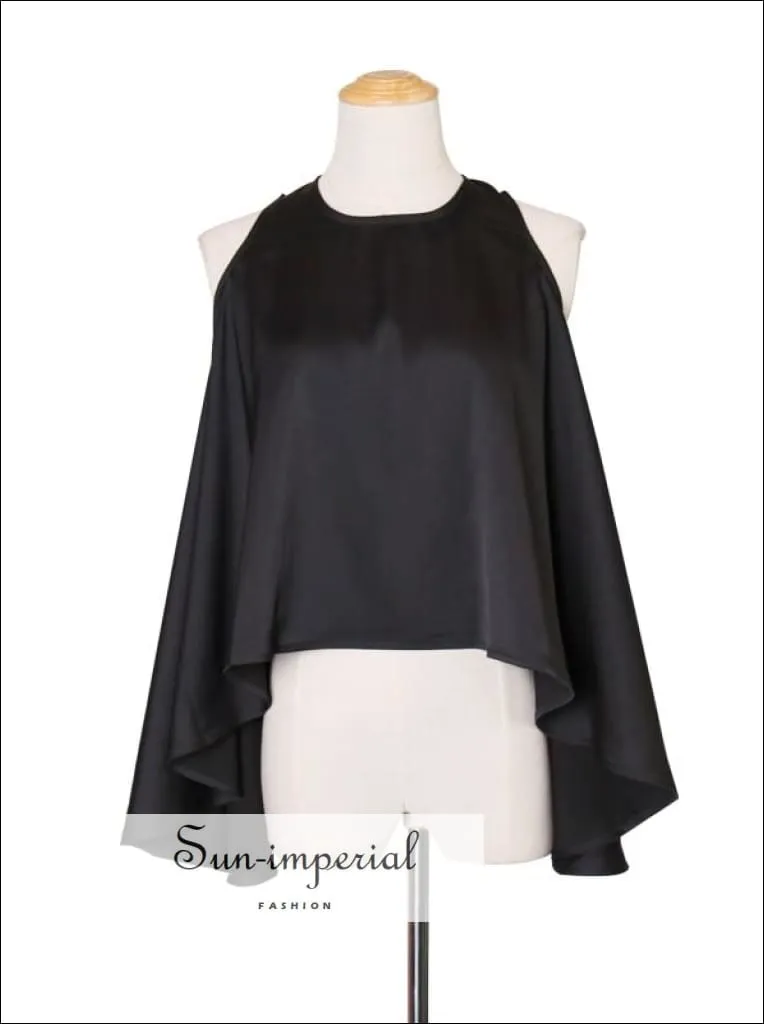 Jane top - Solid White Black and Khaki Sleeveless Women Blouse Halter Asymmetrical Oversize Shirt