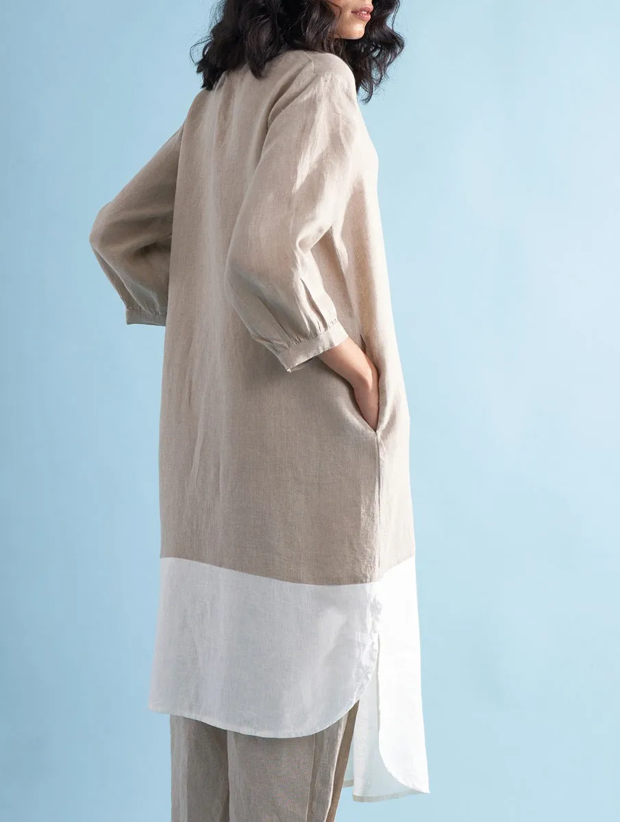 Kaori Color-Blocked Kurta - Dawn