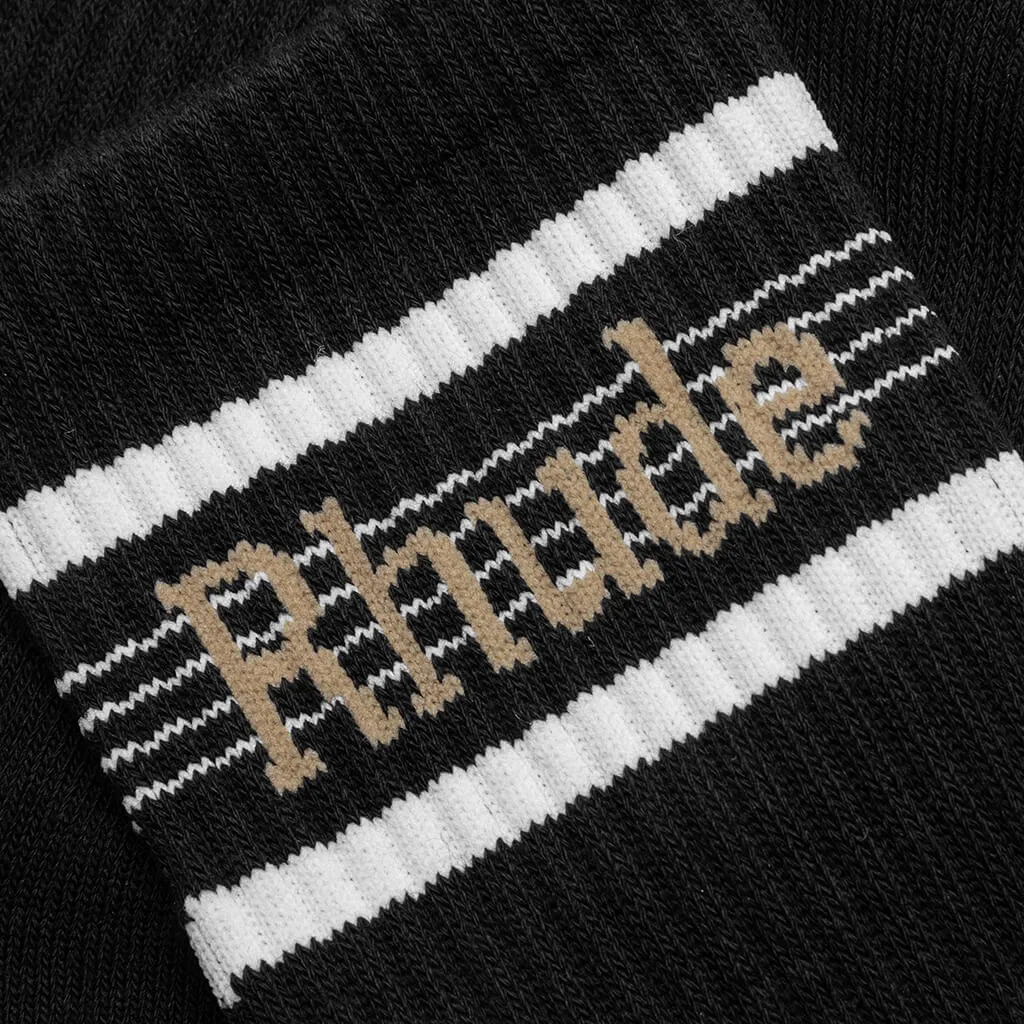 Logo Stripe Sport Socks - Black