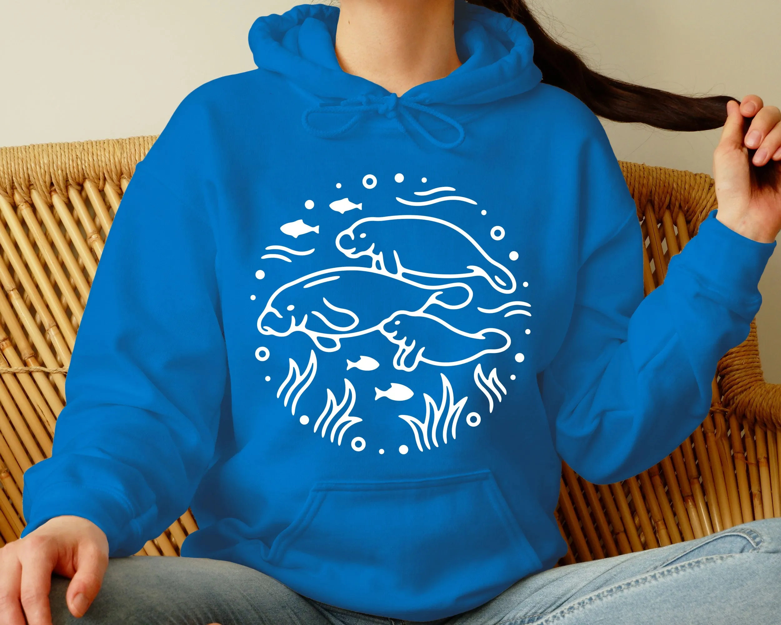 Manatee Family Adult Hoodies - light or dark artwork