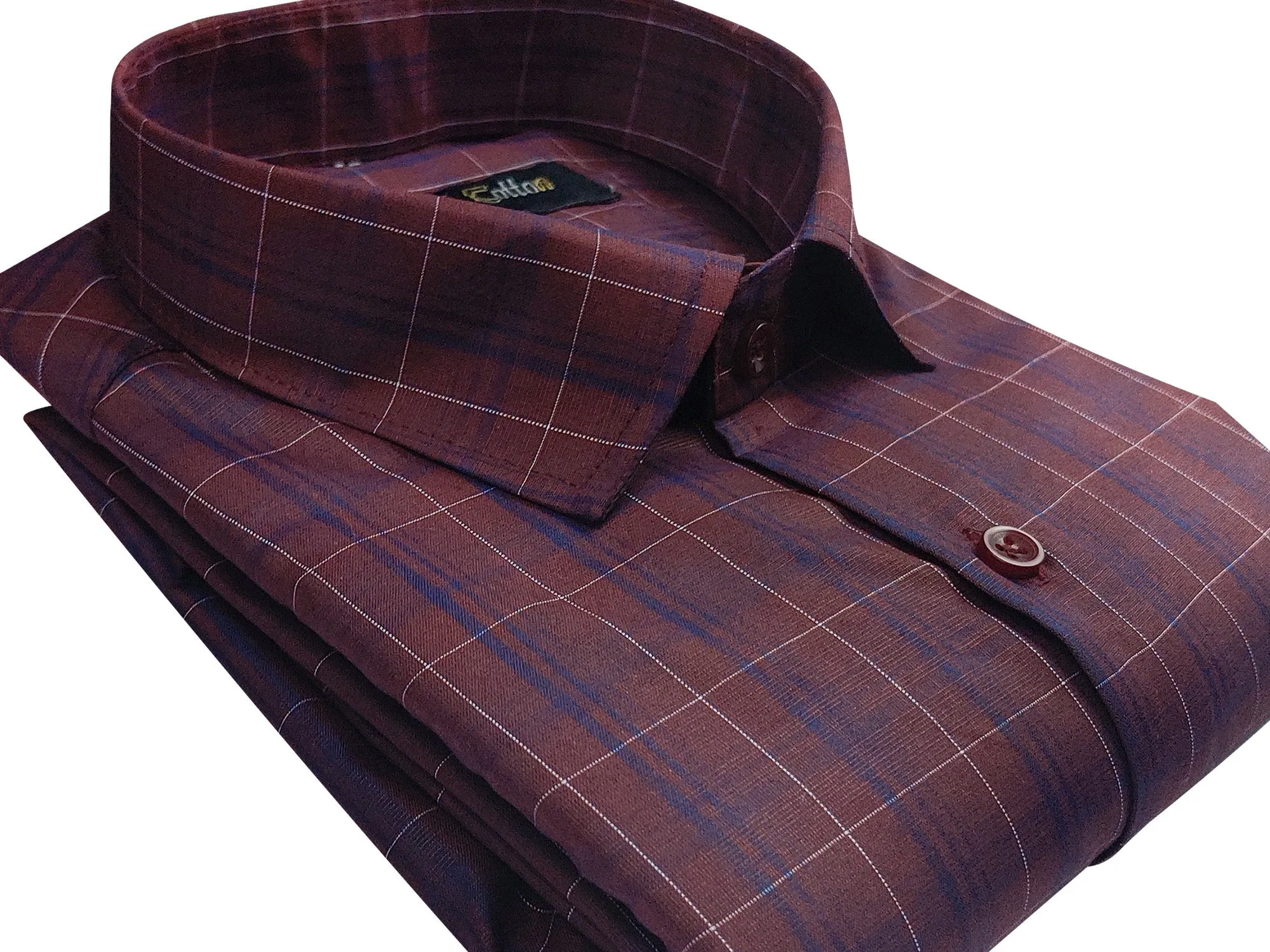 Maroon Color Poly Cotton Casual Checked Shirt For Men