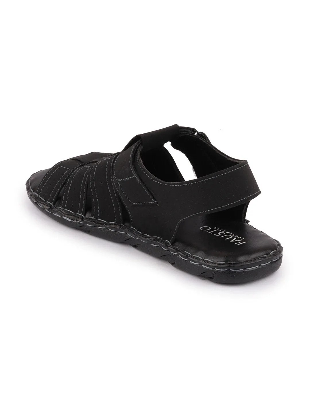 Men Black Casual Speed Laces Fishermen Sandals