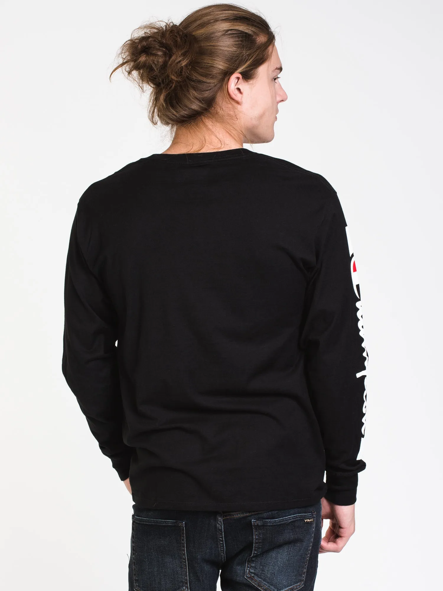 MENS CLASSIC RACE SCRIPT LONG SLEEVE T-SHIRT-BLK - CLEARANCE