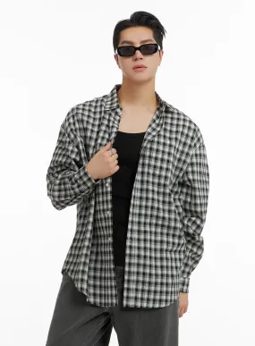 Men's Solid Plaid Shirt IA401