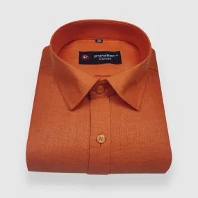 Orange Color Blended Linen Shirt For Men's