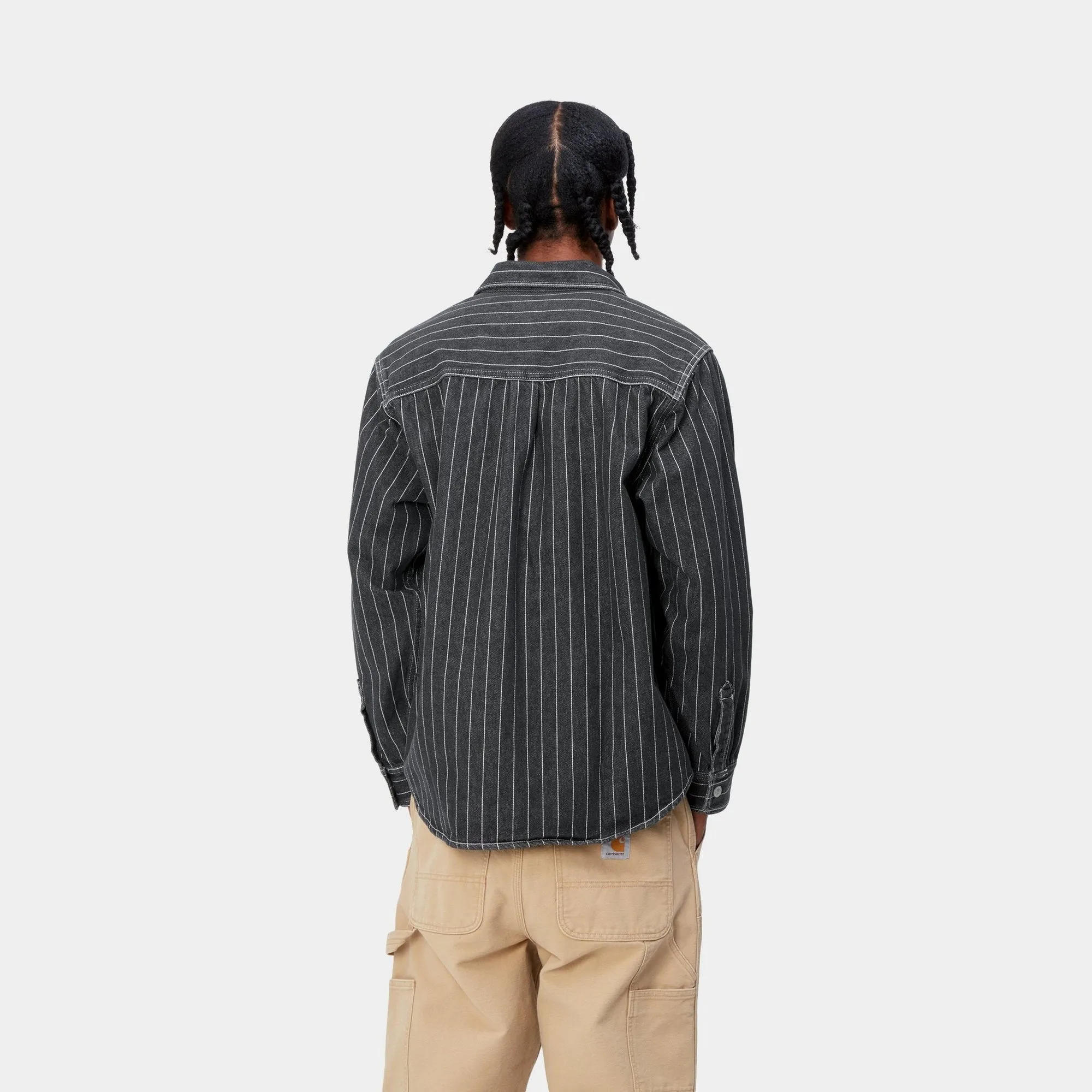 Orlean Stripe Shirt Jacket | Black / White (stone washed)