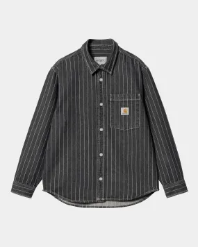 Orlean Stripe Shirt Jacket | Black / White (stone washed)