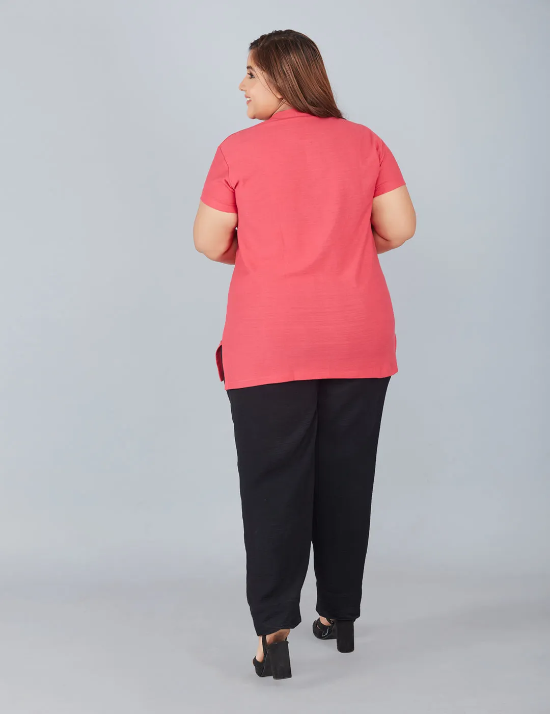 Plus Size Cotton T-shirts For Summer - Pink