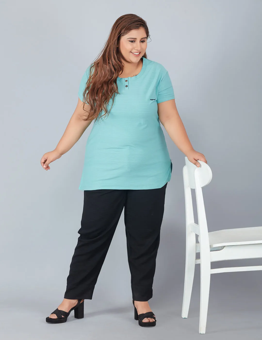 Plus Size Cotton T-shirts For Summer - Sage