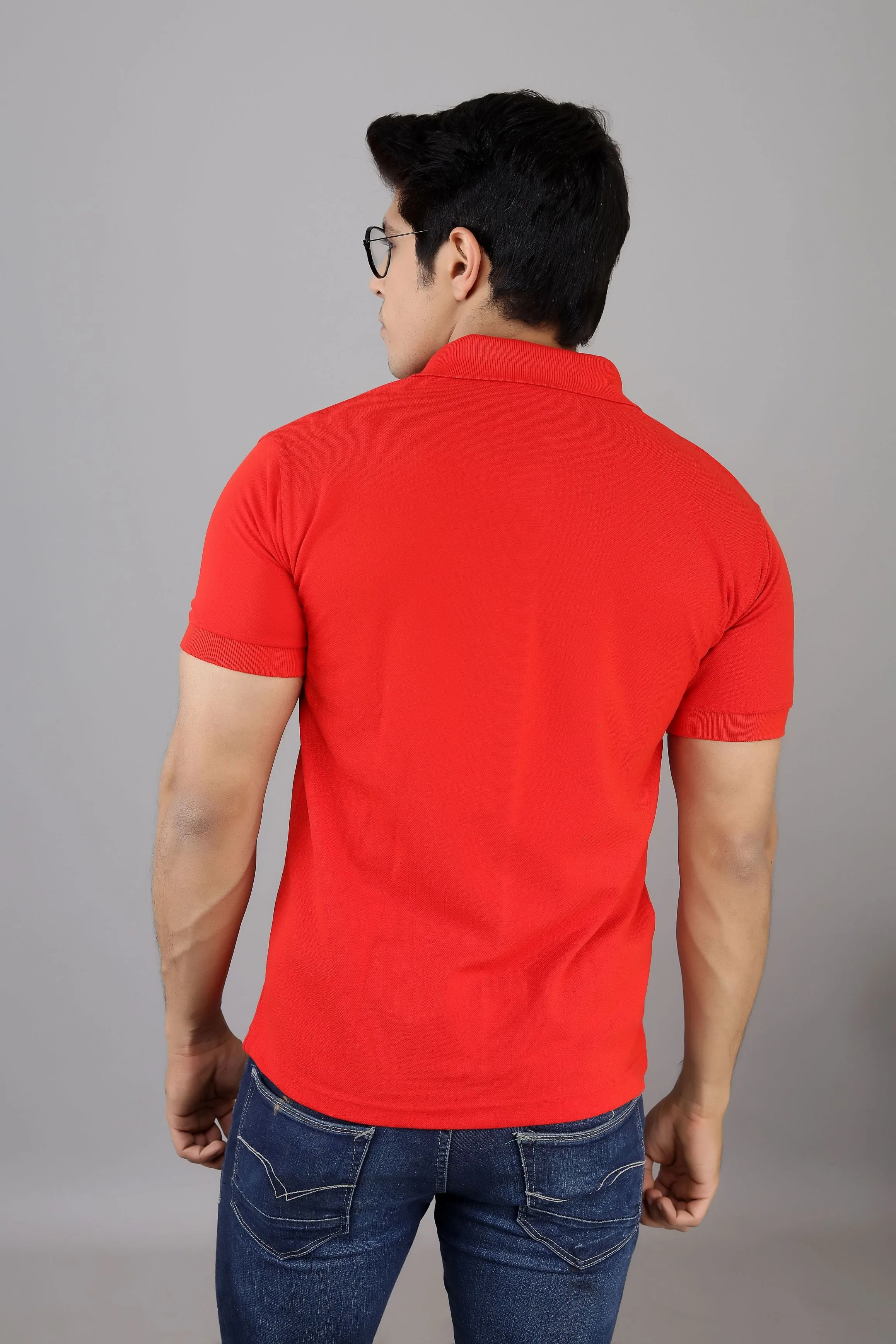 Polo T Shirts for Men | Men Red Solid Polo Collar T-shirt