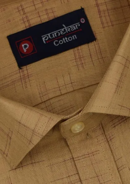 Punekar Cotton Peach Color Cotton Handmade Formal Shirt for Men's.