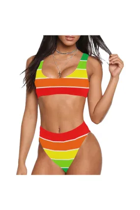 Rainbow Bright High-Waist Bikini Swimsuit