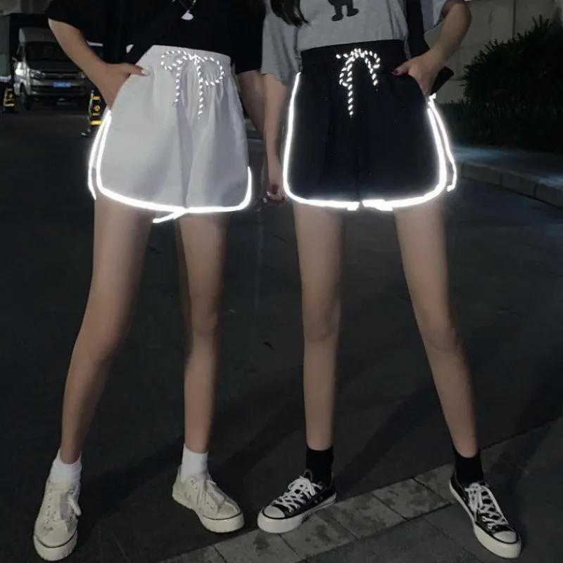 Reflective High Waist Loose Sports Shorts AD11750