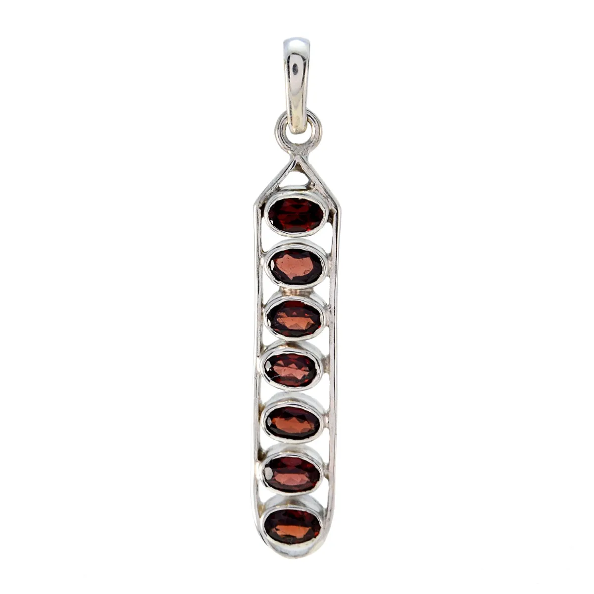 Riyo Genuine Gems Oval Faceted Red Garnet 925 Sterling Silver Pendant gift for friendship day