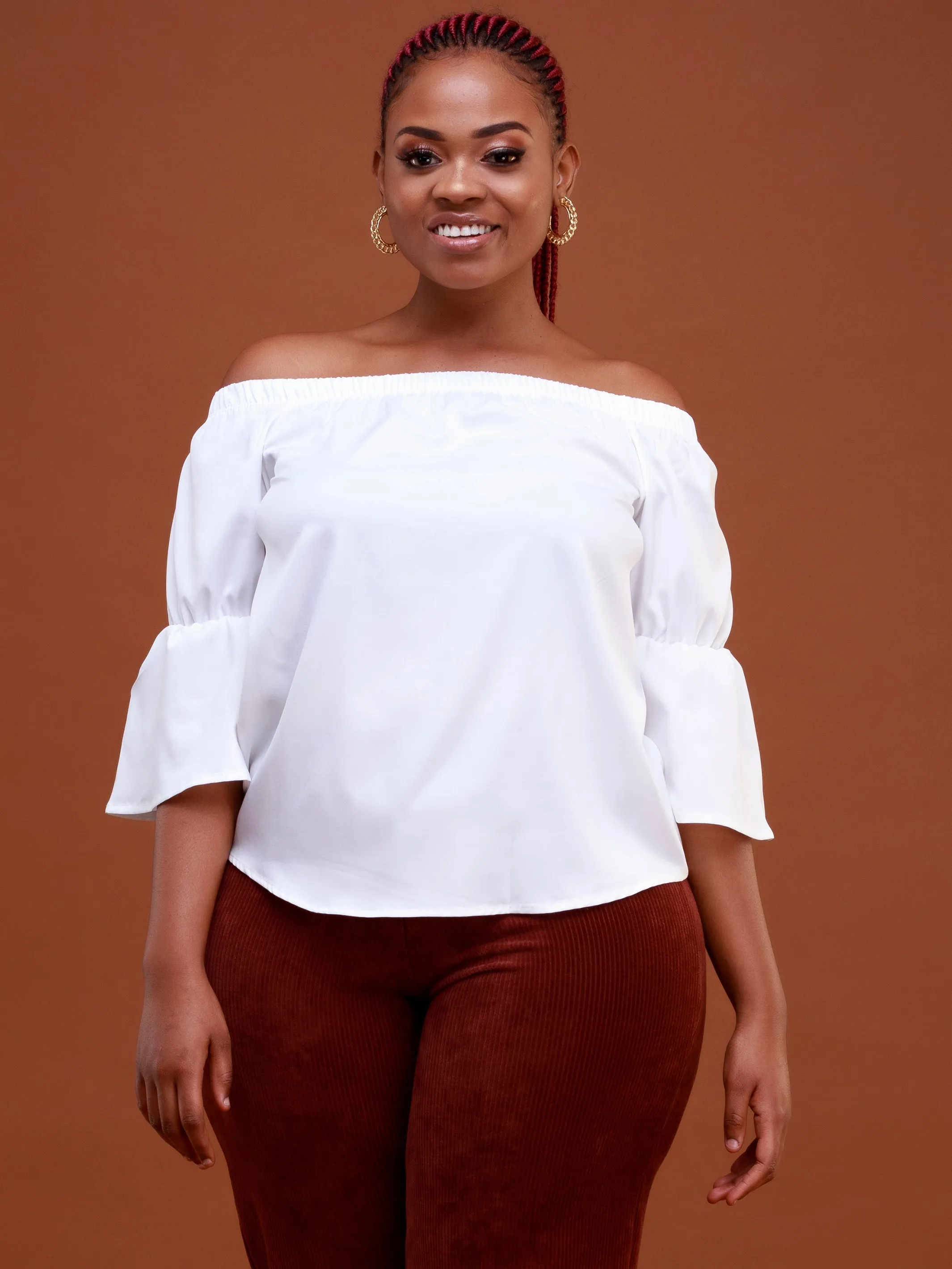 Safari Ayana Off Shoulder 3/4 Sleeved Top - White