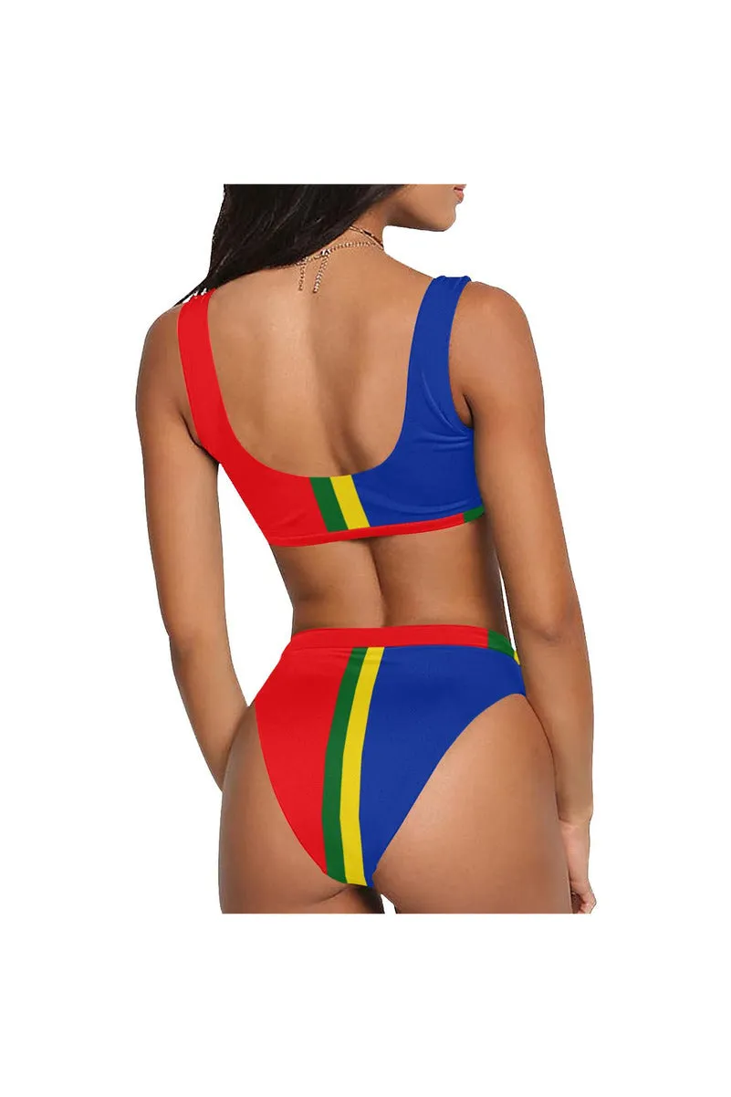 Sami Flag Sport Top & High-Waist Bikini Swimsuit