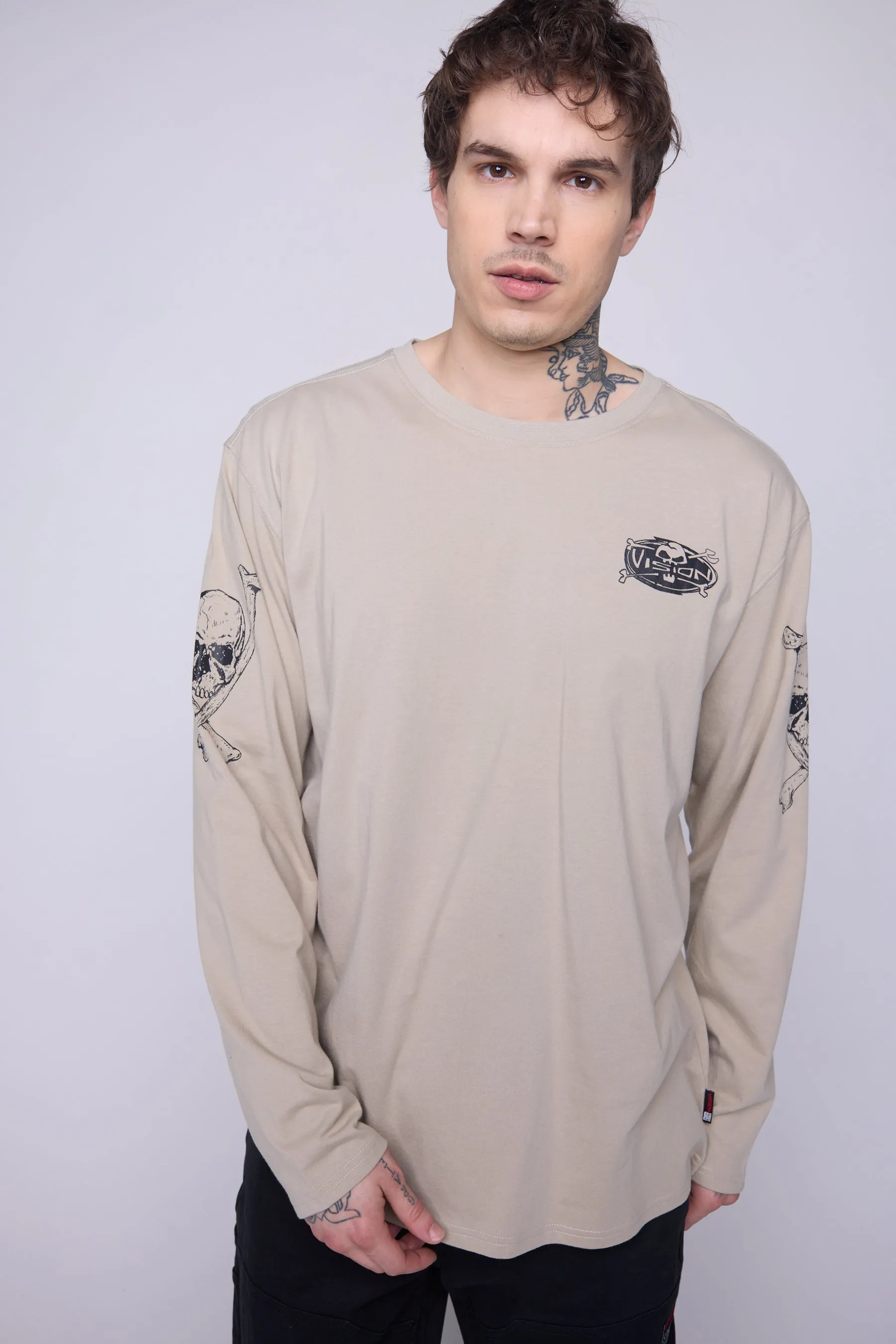 Skull Bone Print T-Shirt-Mushroom