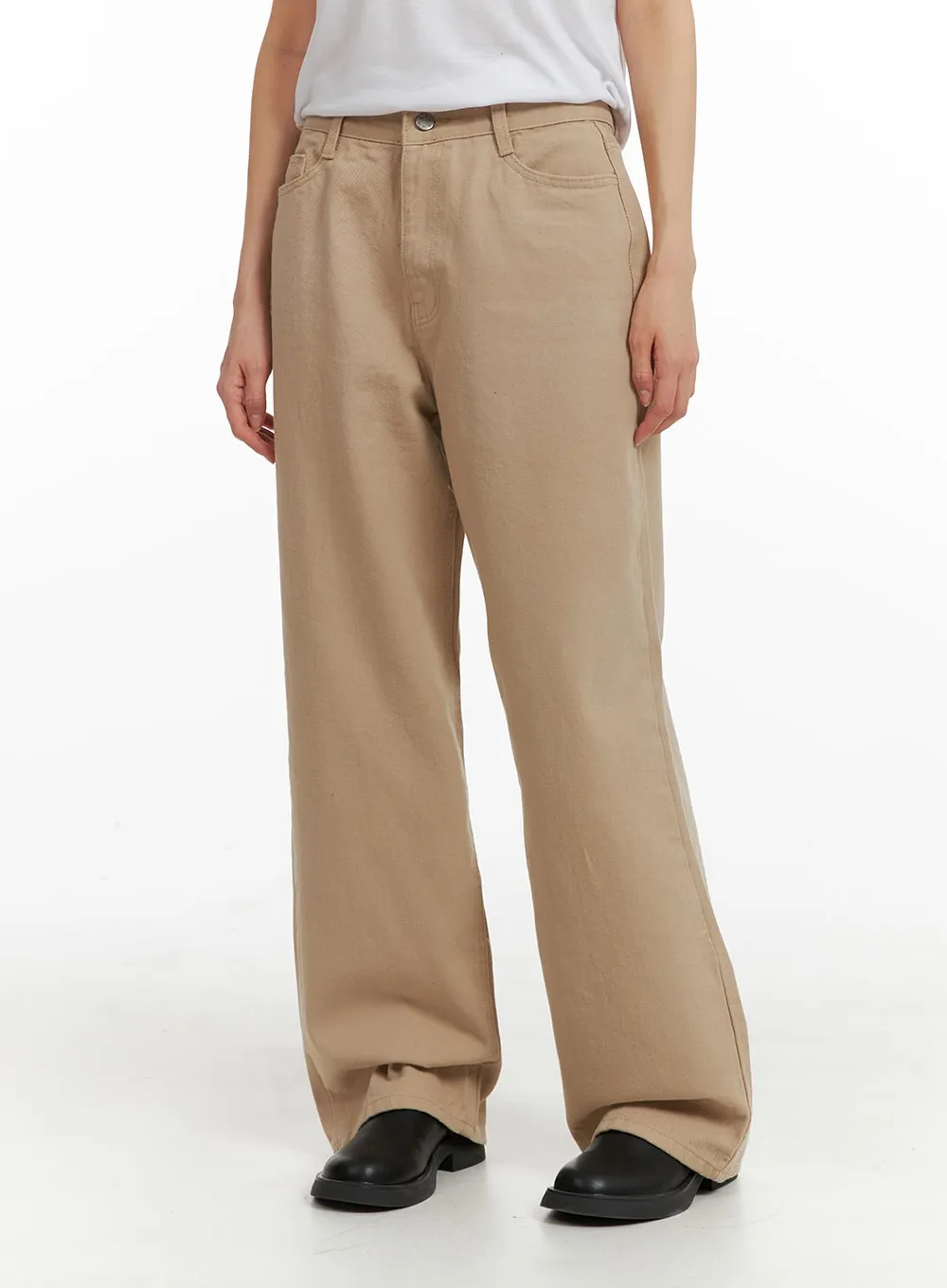 Solid Straight Leg Trousers IM414