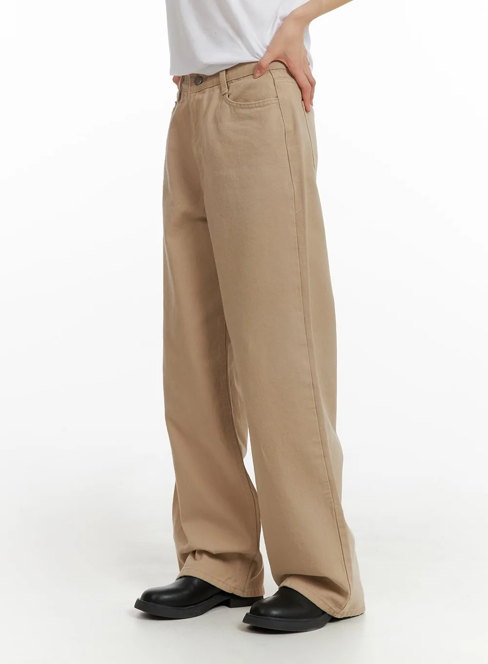 Solid Straight Leg Trousers IM414