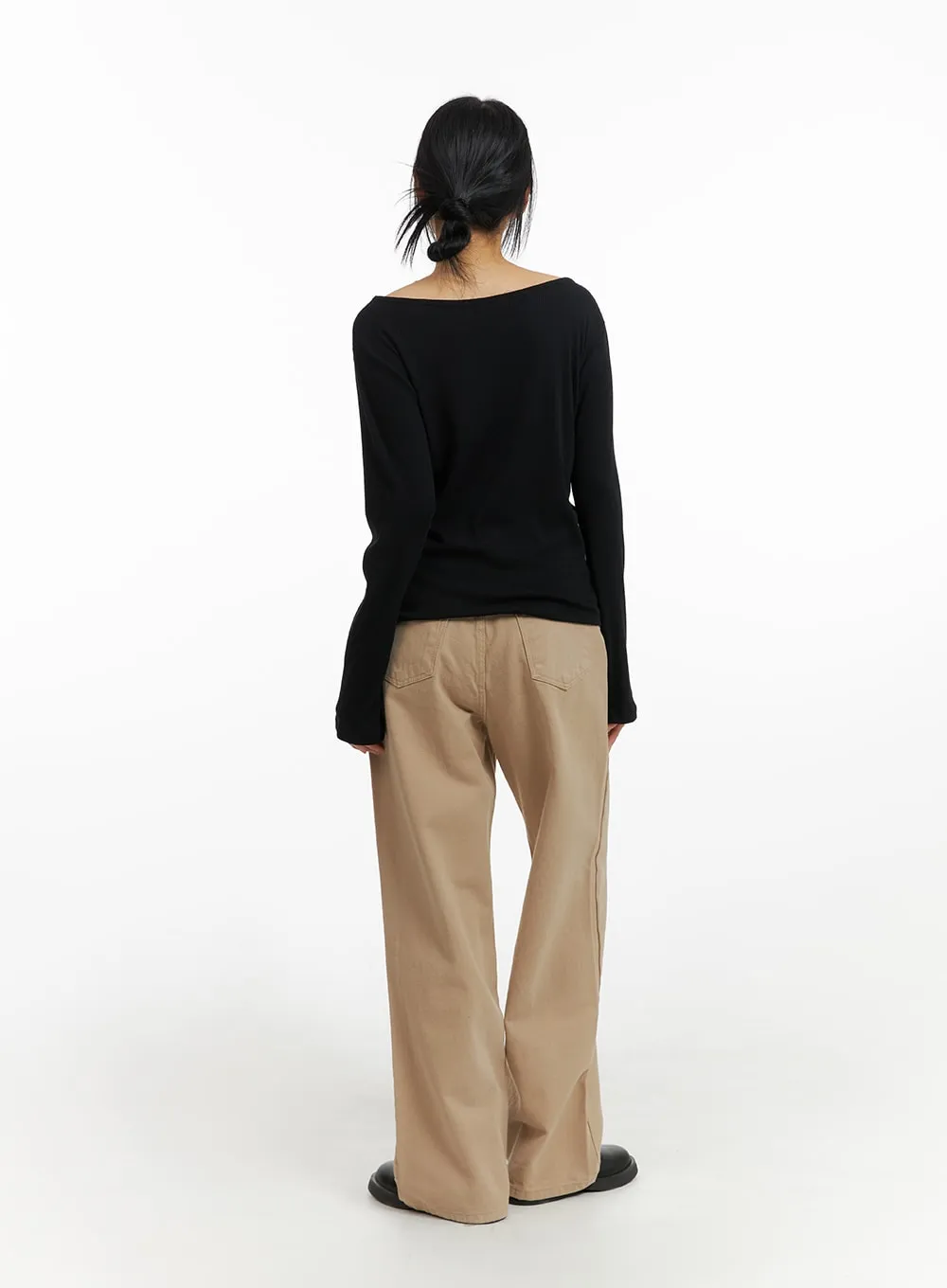 Solid Straight Leg Trousers IM414