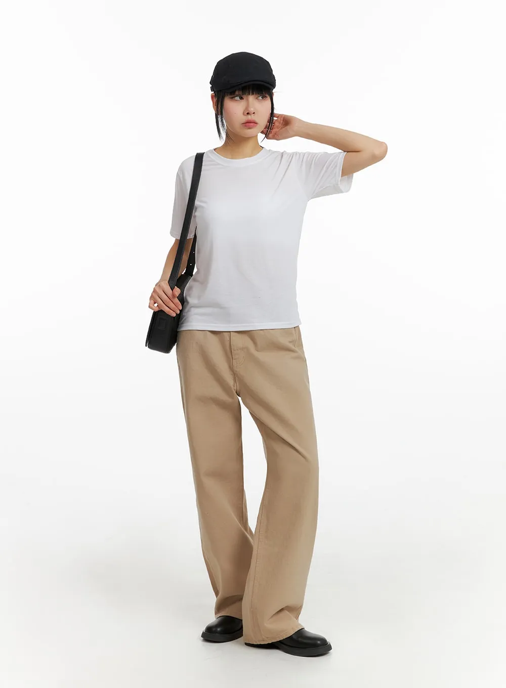 Solid Straight Leg Trousers IM414