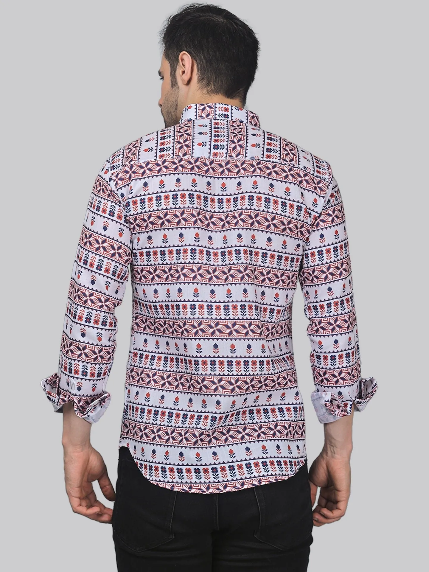 Starry Night Men's Printed Full Sleeve Button-Up Shirt For Men