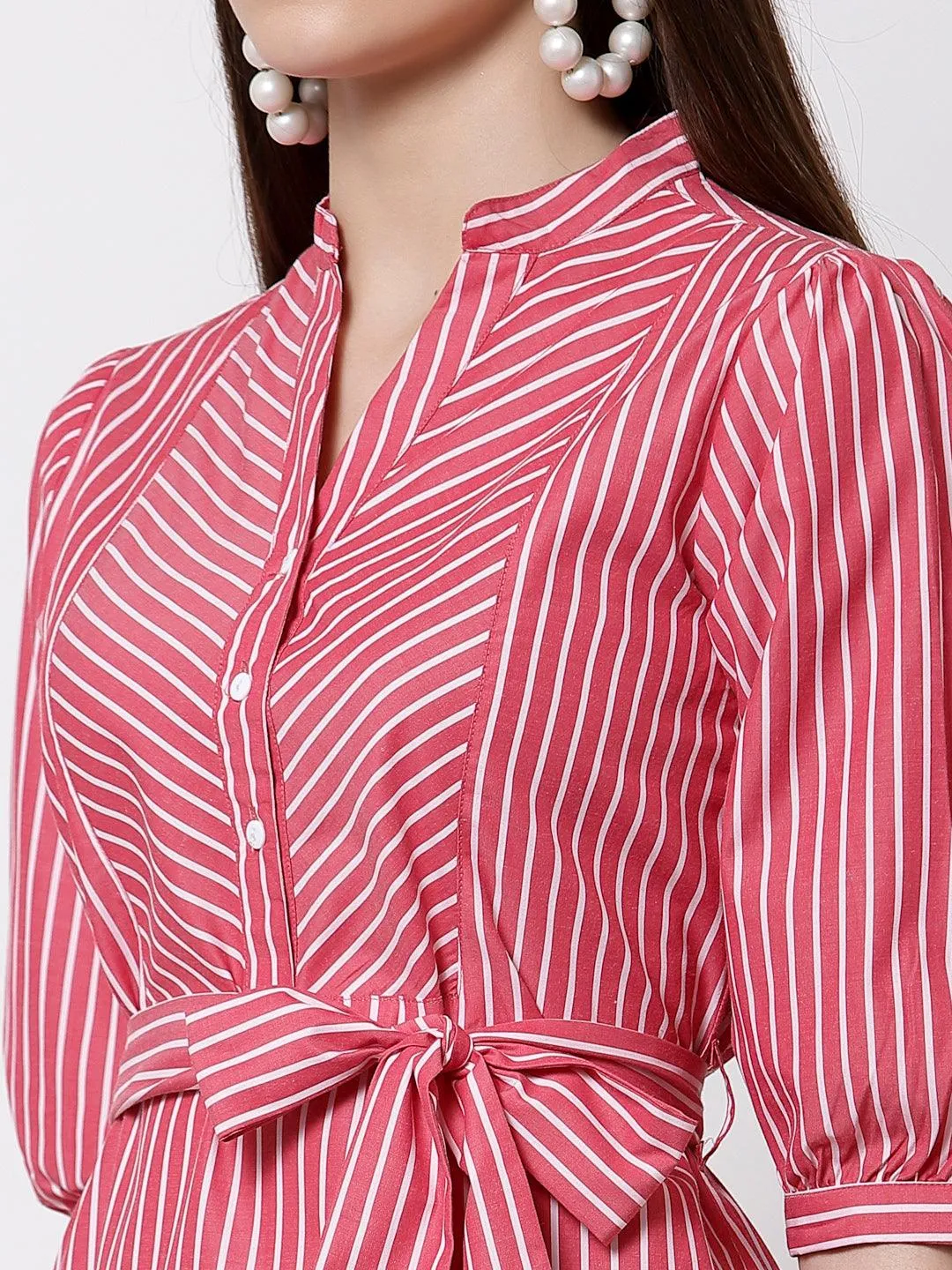 Striped Cotton Shirt Mini Dress