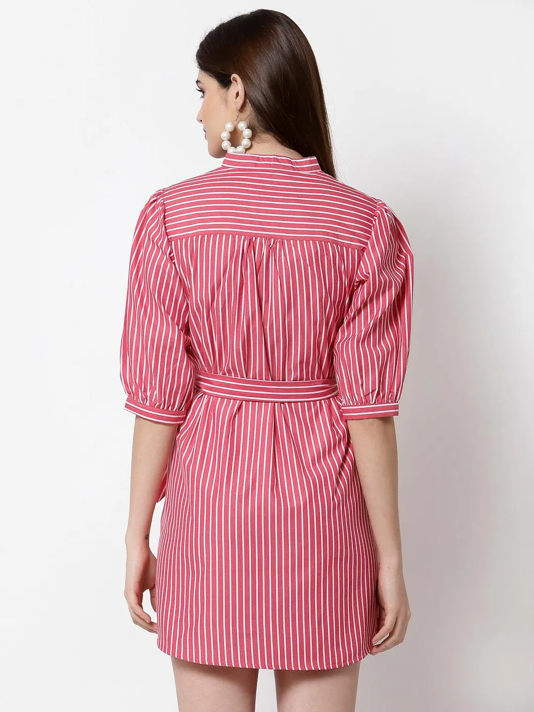 Striped Cotton Shirt Mini Dress