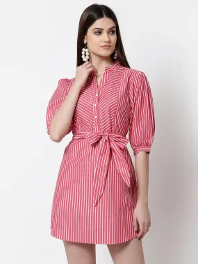 Striped Cotton Shirt Mini Dress