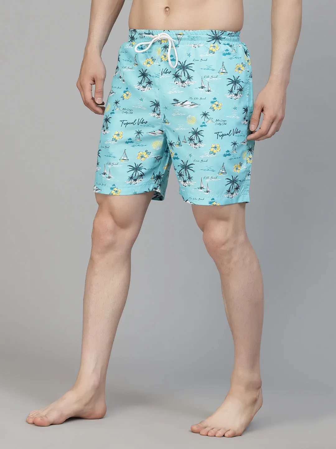 Style Quotient Men Multi Color Tropical Printed Polyester Swim Short