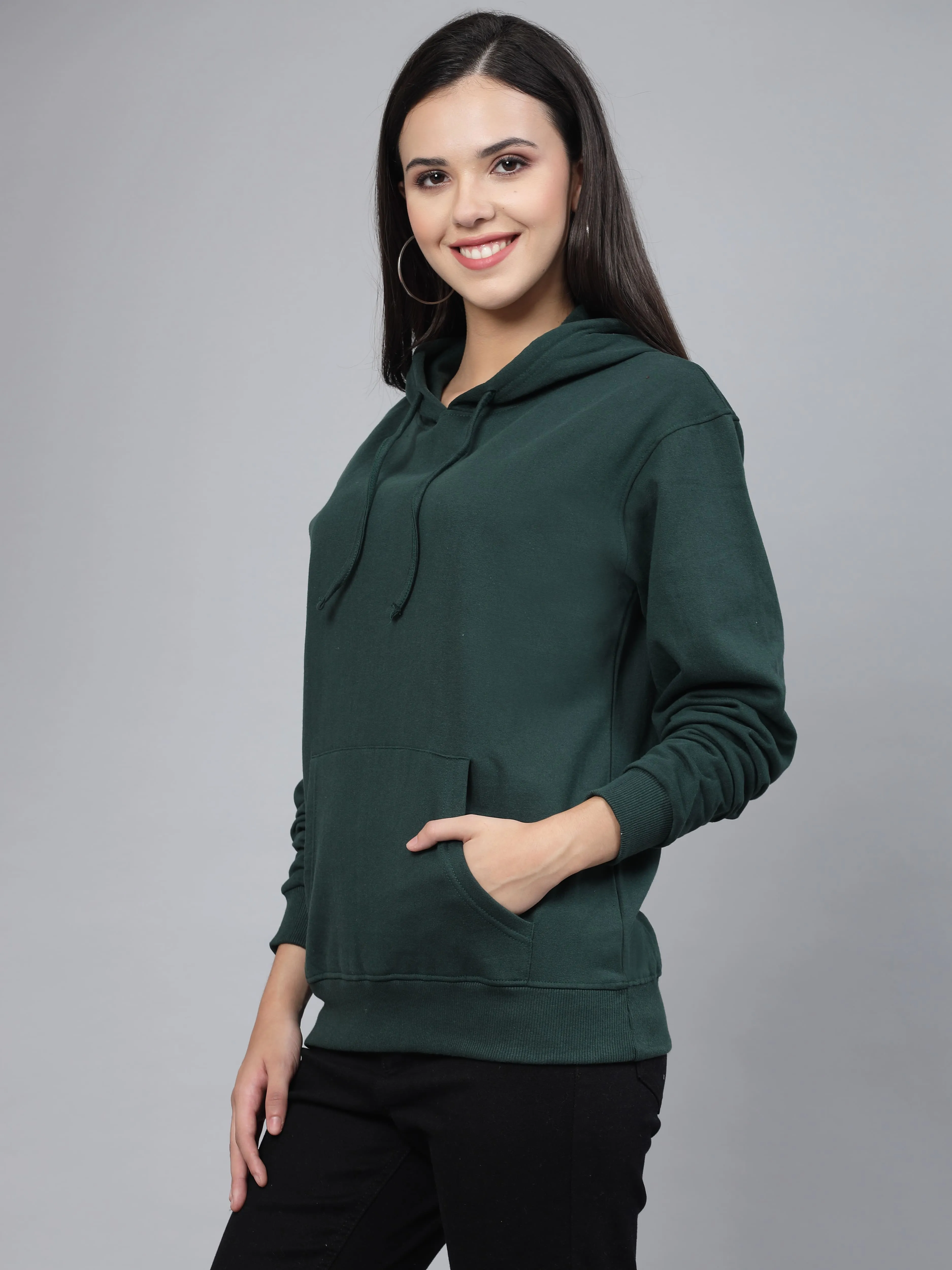 Style Quotient women green hooded oversized sweatshirt