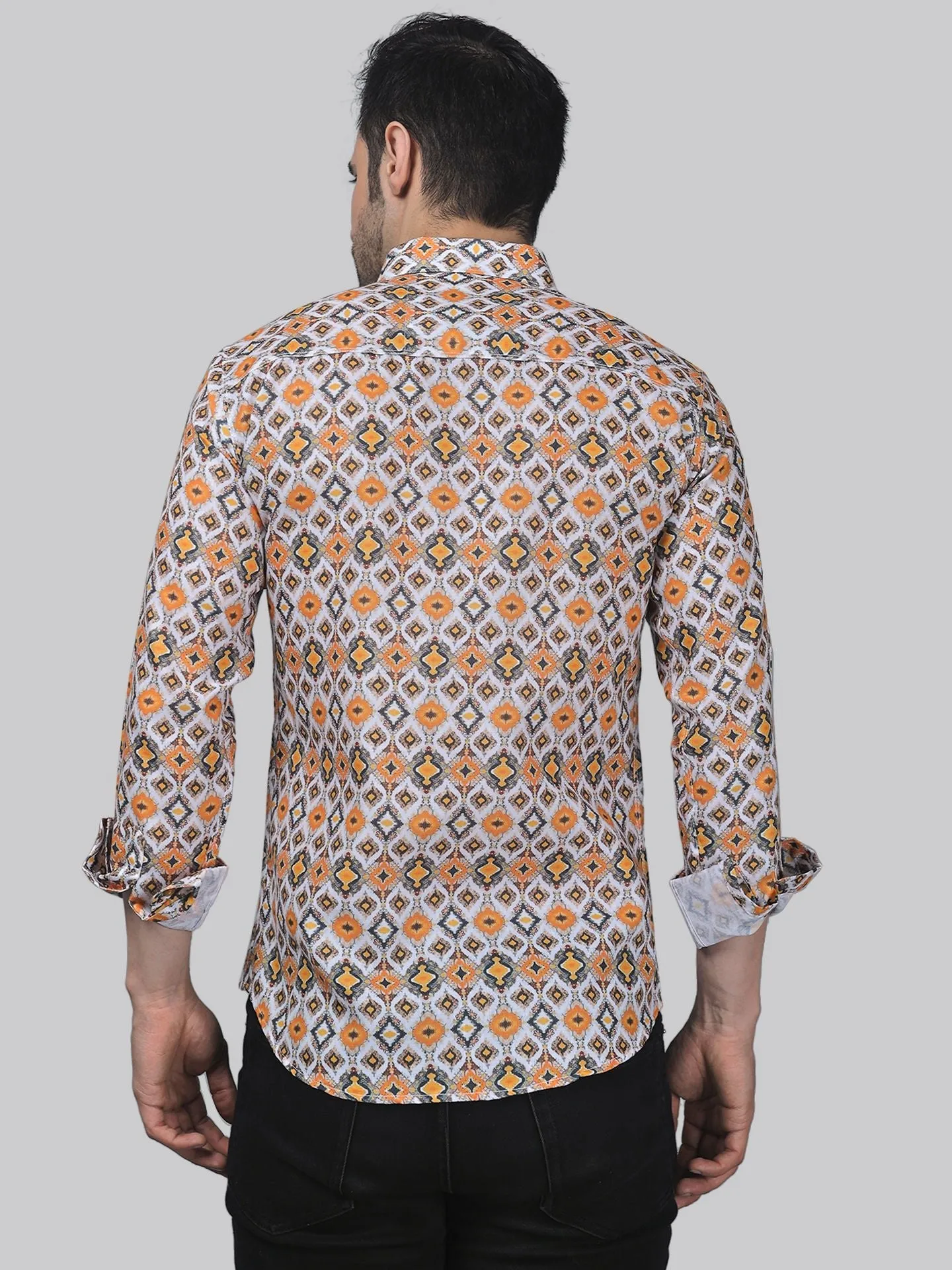 Tropical-luxe Men's Printed Full Sleeve Cotton Button-Up Shirt For Men