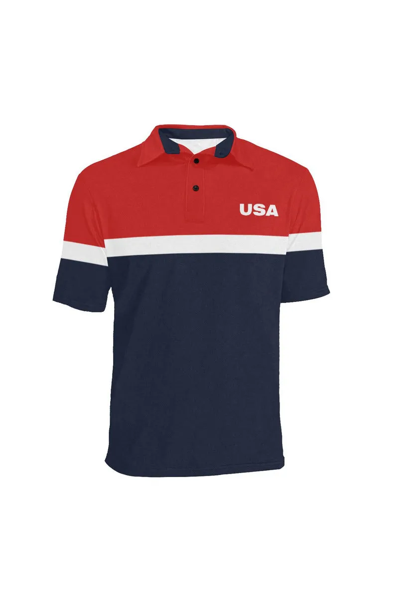 USA RED WHITE & BLUE Men'S Polo Shirt