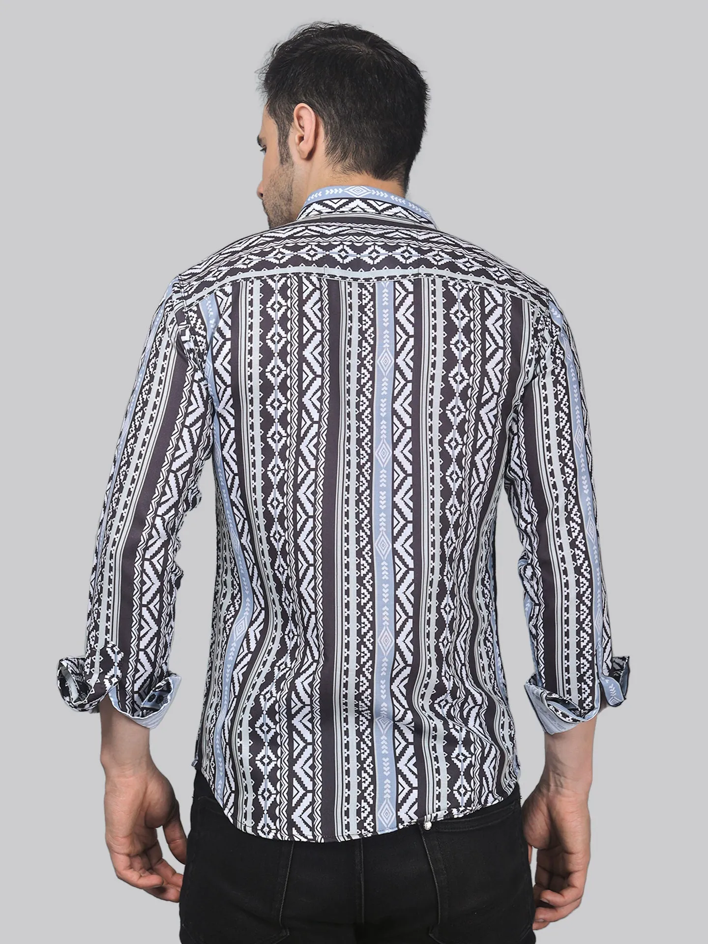 Whimsical Men's Printed Full Sleeve Cotton Dress Shirt For Men