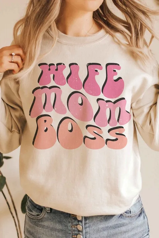 WIFE MOM BOSS Graphic Sweatshirt