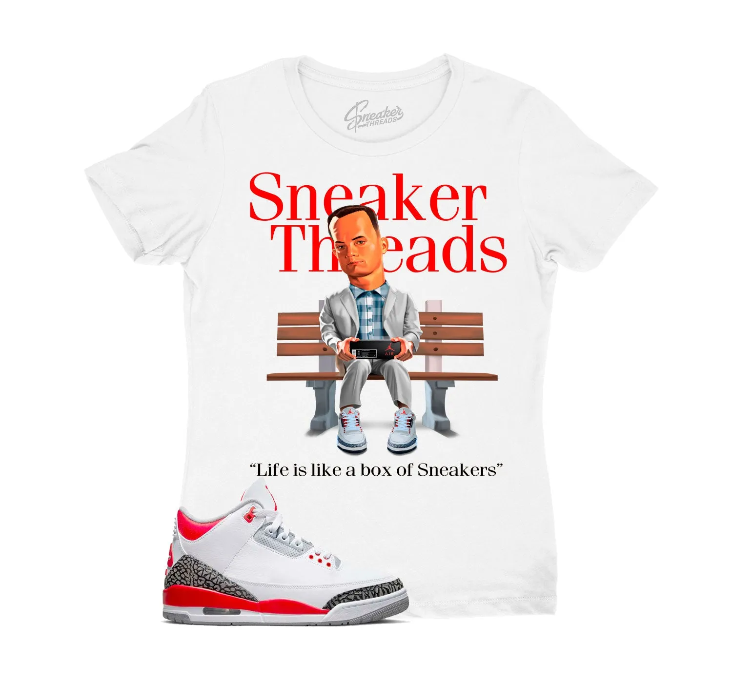 Womens - Fire Red 3 Box Of Sneakers Shirt