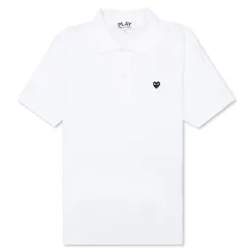 Women's Small Black Heart Polo Shirt - White